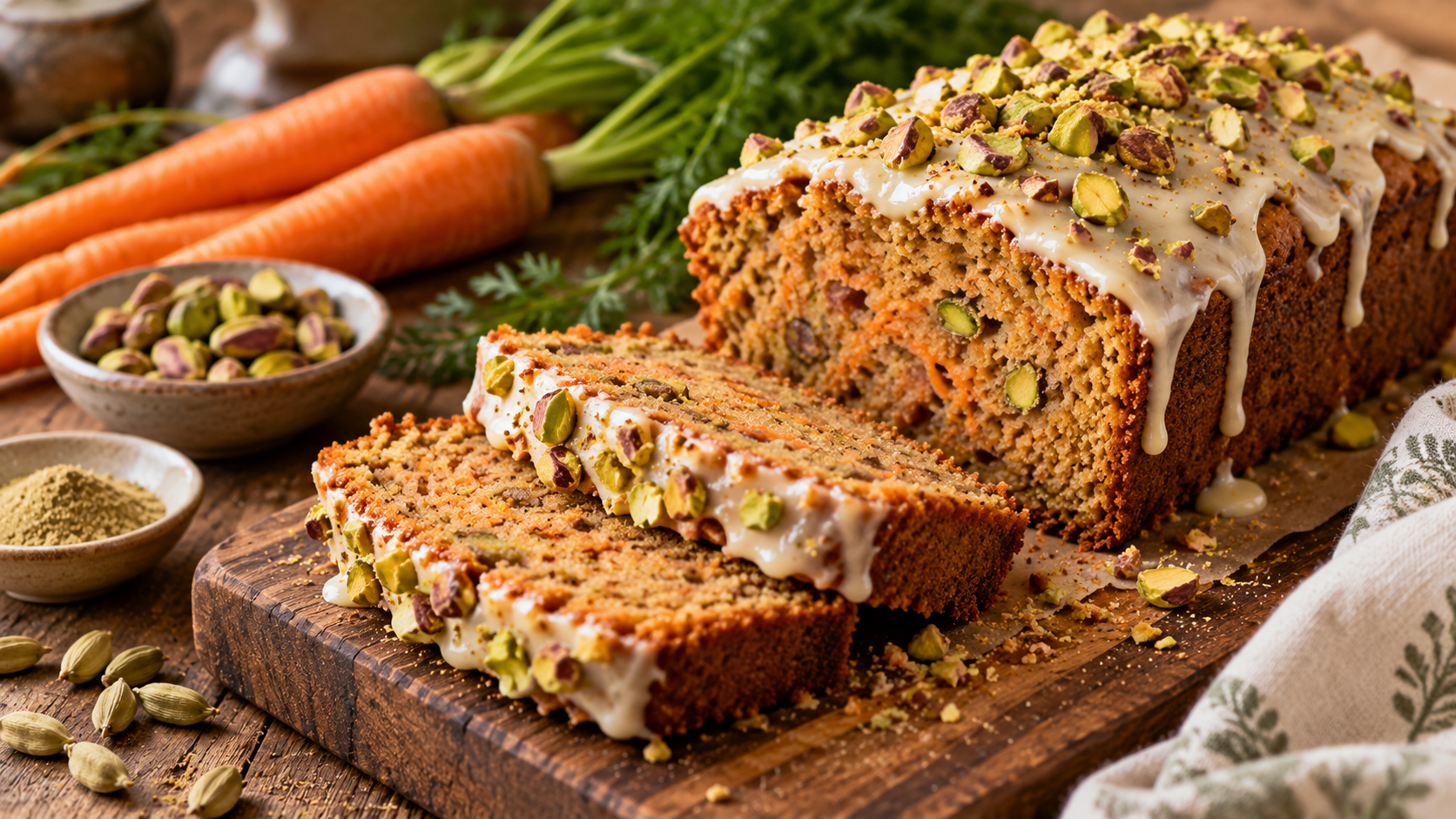Carrot Cardamom Pistachio Loaf: Easy Spring Quick Bread