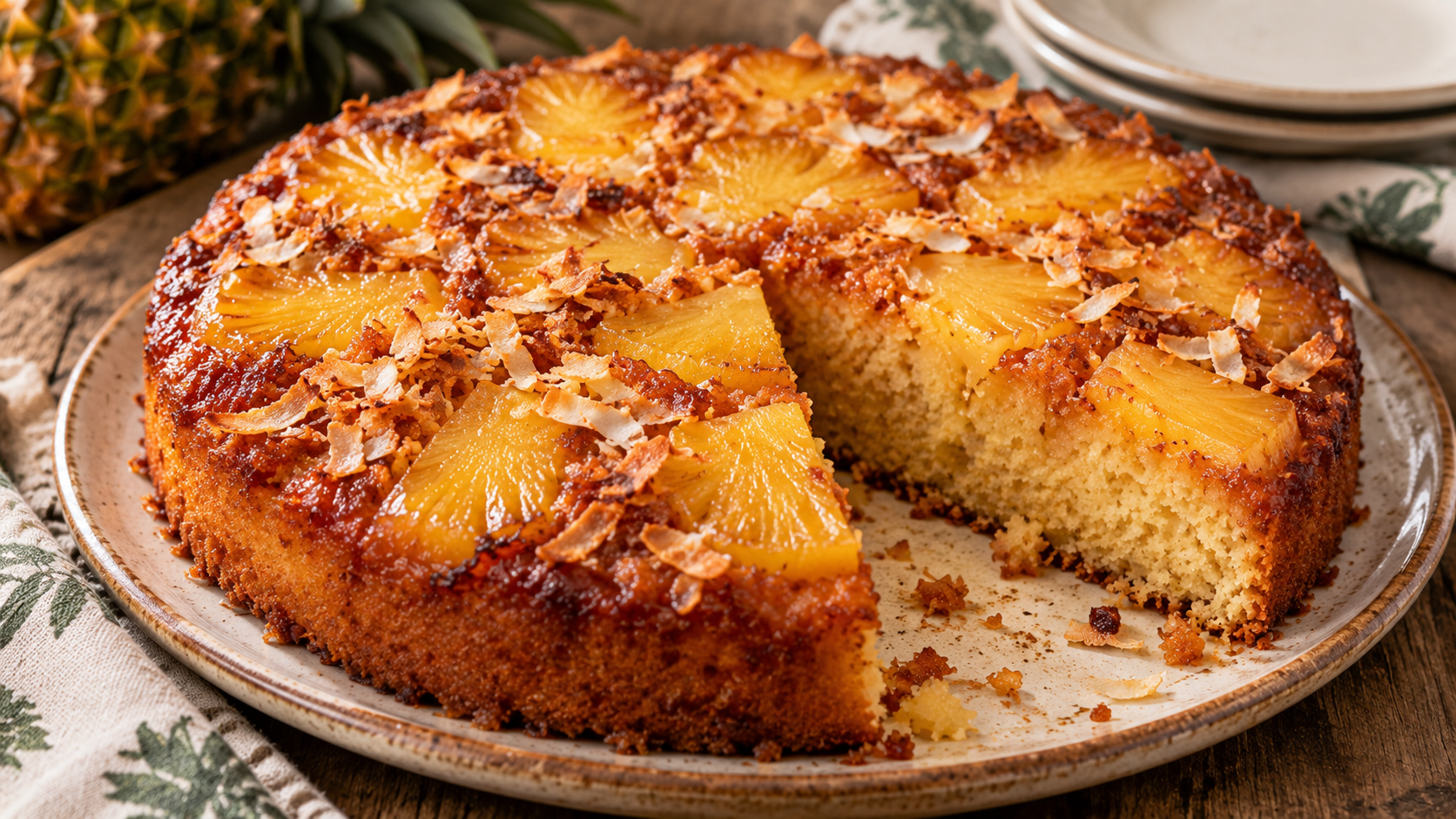 Pineapple Coconut Upside-Down Cake: Easy Tropical Cake