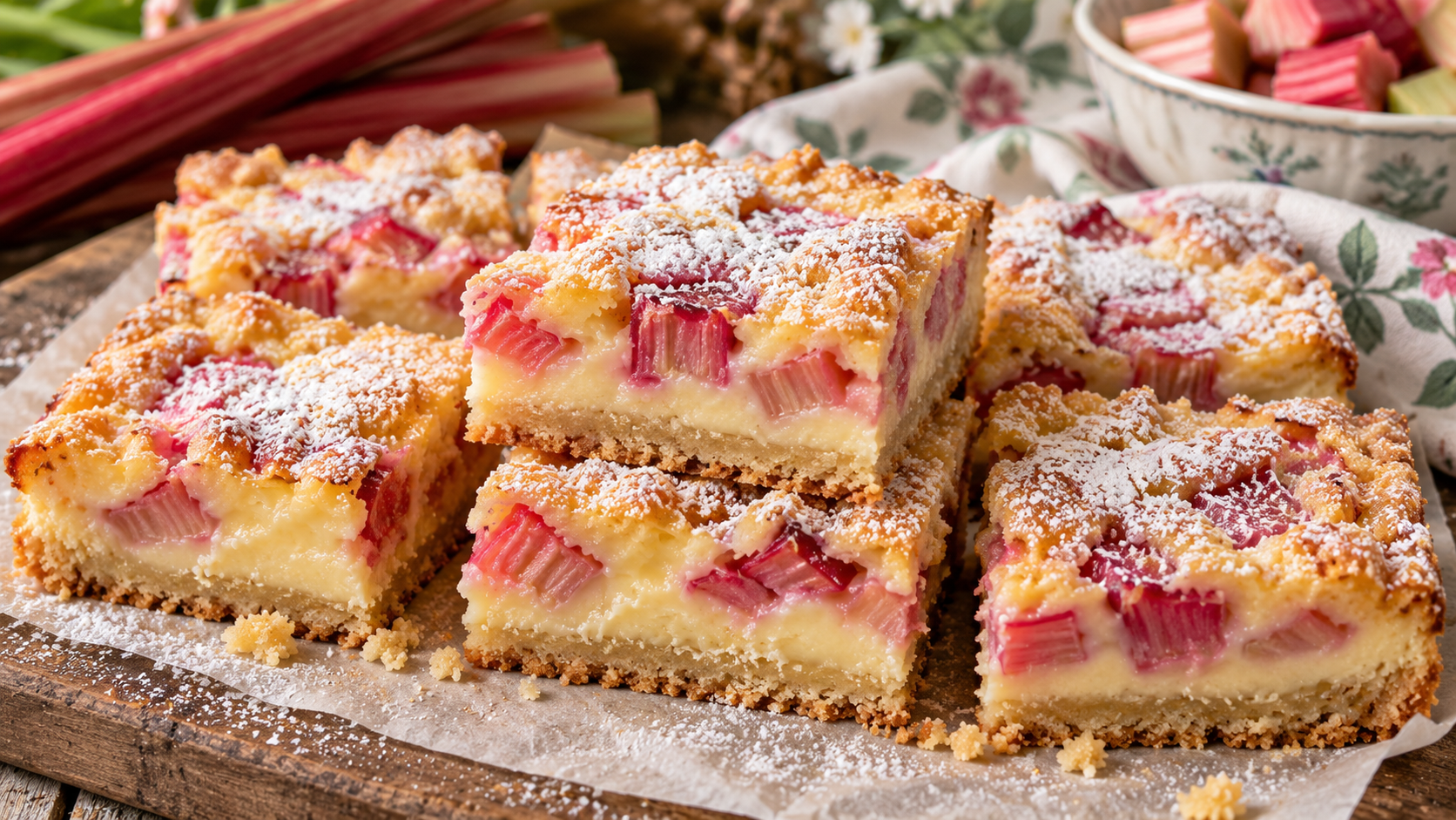Rhubarb Vanilla Custard Bars: Easy Spring Dessert
