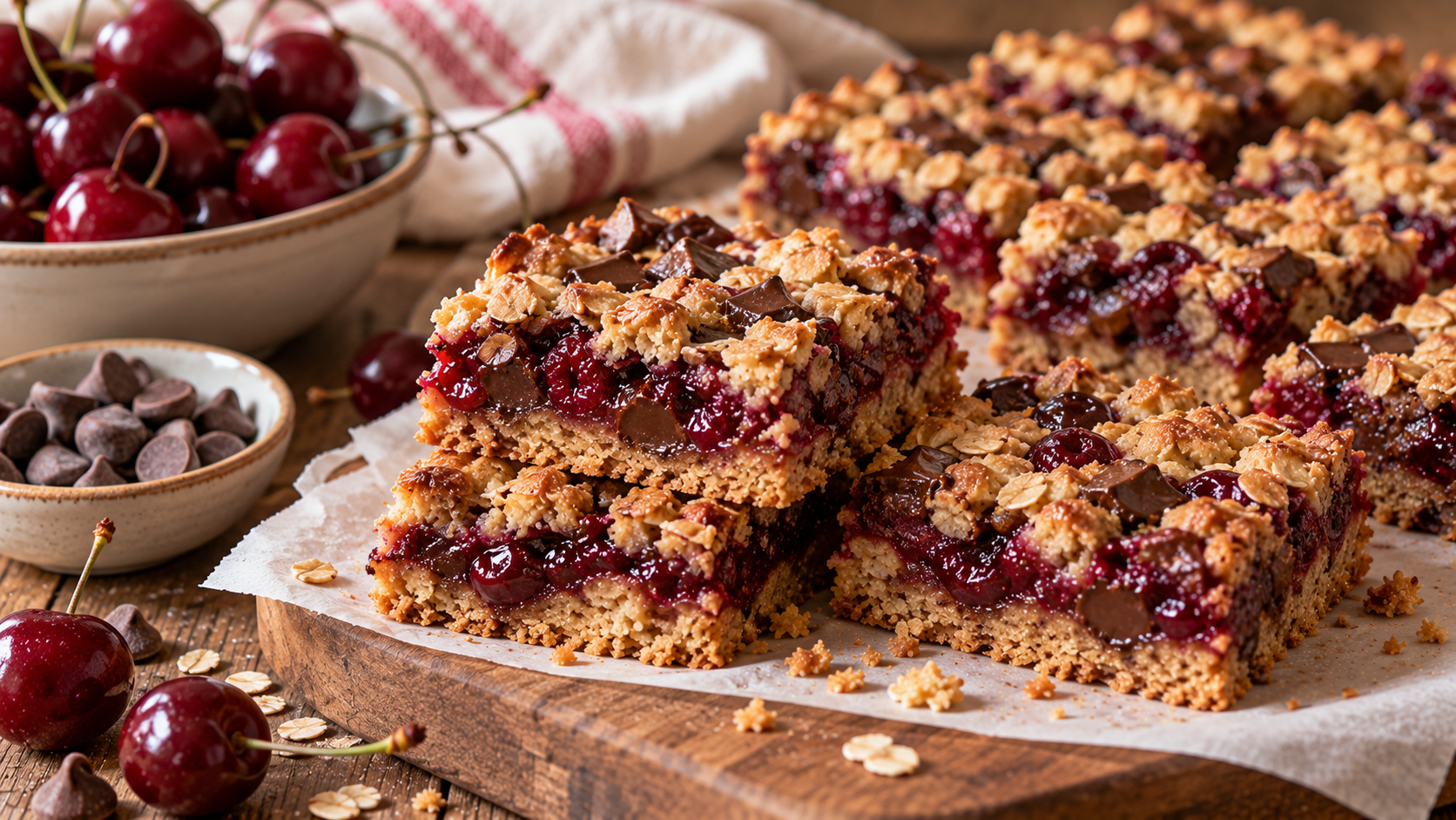 Cherry Chocolate Oat Bars: Easy Tart Cherry Crumble Bars